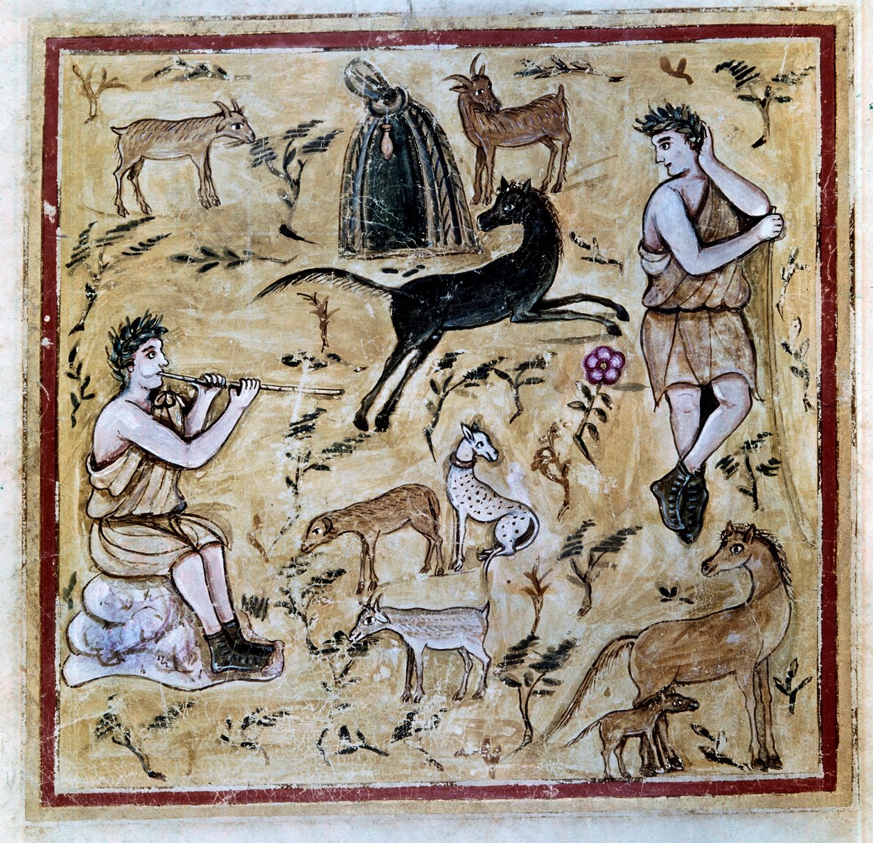 牧羊人与他们的羊群，从法典Vergilius Romanus插图 作者 小说