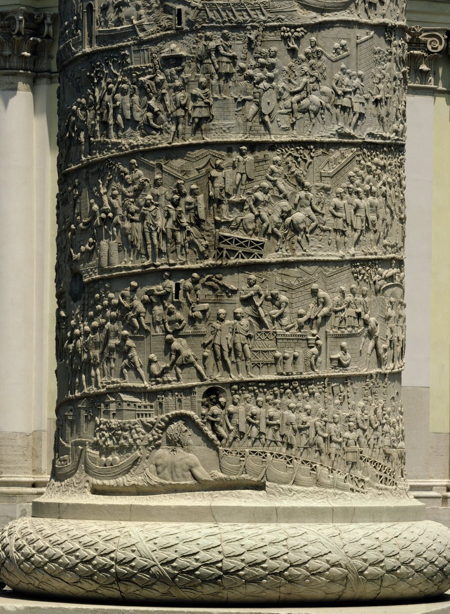 反对达契亚人的战斗，细节来自Trajan&39;s Column，公元113年（石灰岩） 作者 小说