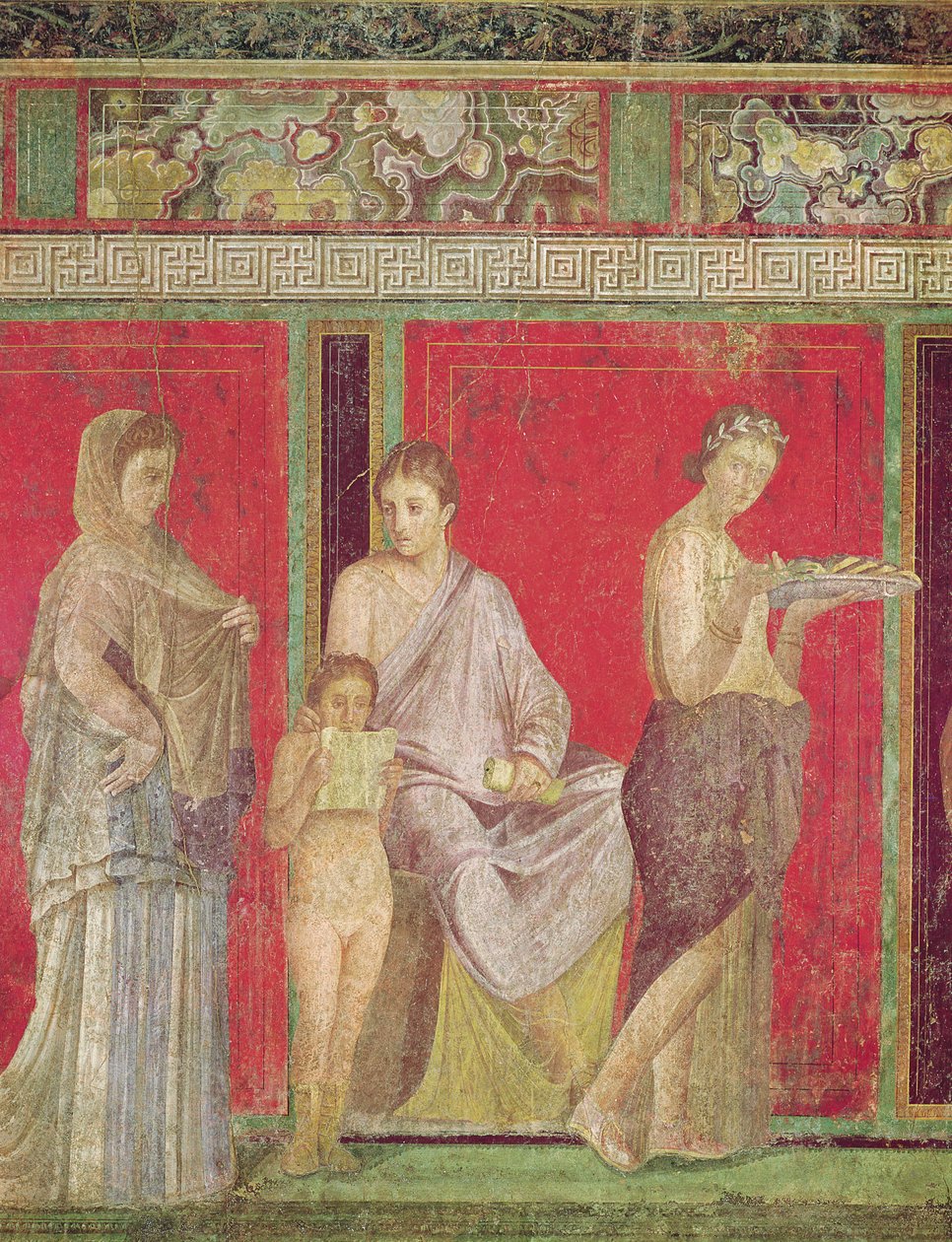 带有一个年轻女孩阅读的教理问答和开始提供，North Wall，Oecus 5，公元前60-60年（另见55070,57184和20015） 作者 小说