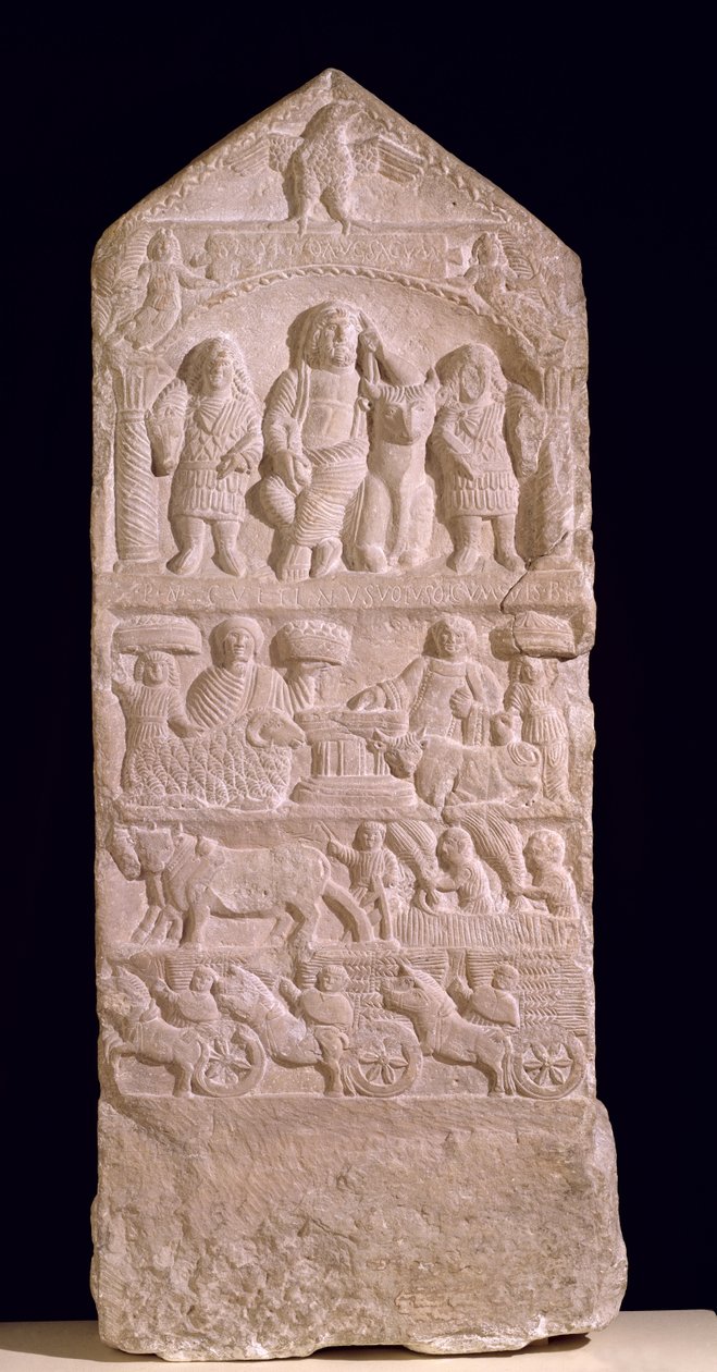 献给土星的Votive stela，Boglio Stela，3至4世纪（石灰石） 作者 小说
