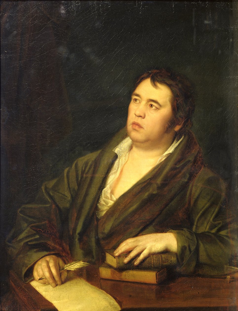 诗人Ivan A. Krylov的肖像，1812年 作者 罗曼·马克西莫维奇·沃尔科夫