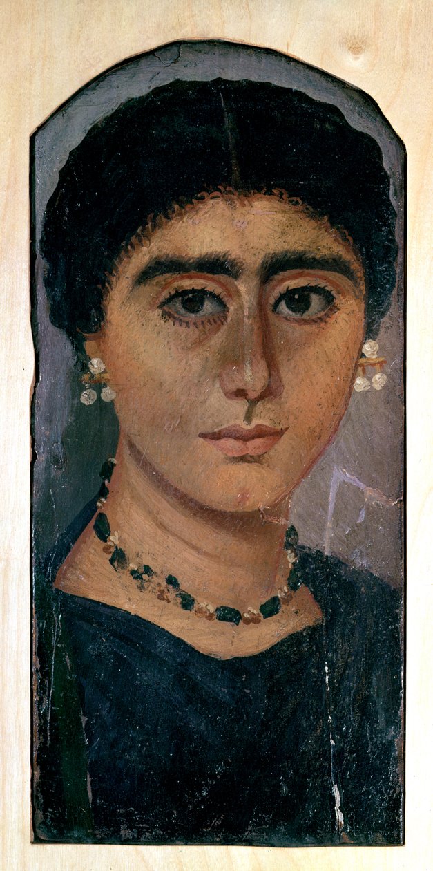 一个女人的肖像，来自Fayum，1至4世纪（木头上的蜡） 作者 罗马时期 埃及人