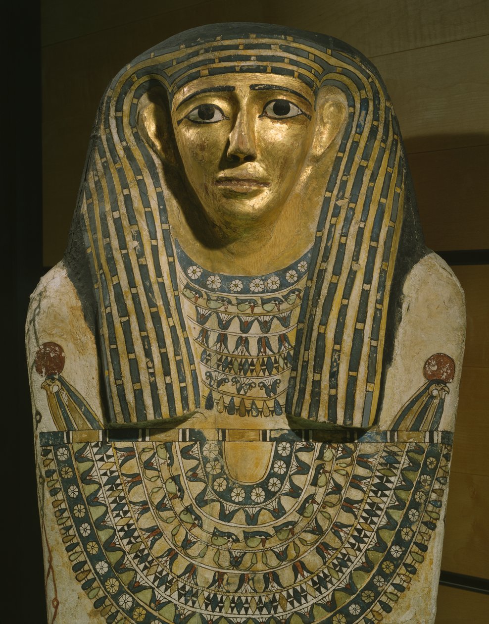 Imenhetep的石棺，来自Touna el Gebel，公元前1世纪 - 公元1世纪（涂漆和镀金的无花果木，纸板，粉刷亚麻） 作者 罗马时期 埃及人