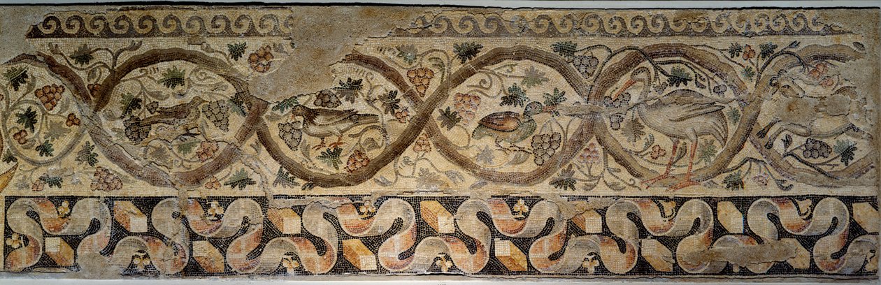 Ancient Rome: mosaic of the seasons representing flowers and animals. From the courtyard of the Constantine villa of “” Daphne””. From Antioch (present-day Antakya) in Turkey 325-330 AD. Paris, Louvre Museum 作者 小说