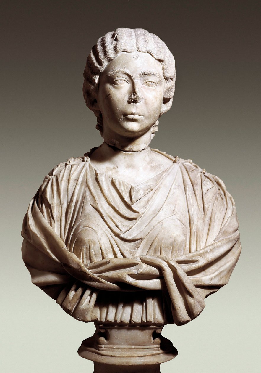 Annia Galeria Faustina，被称为年轻的 Faustina（大约 125/130 - 175），公元 2 世纪（大理石） 作者 小说
