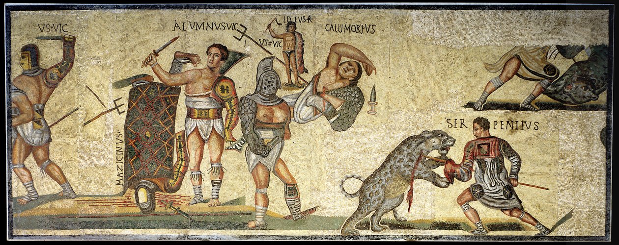 Gladiators和Wildcats之间的战斗，公元320年（马赛克） 作者 小说