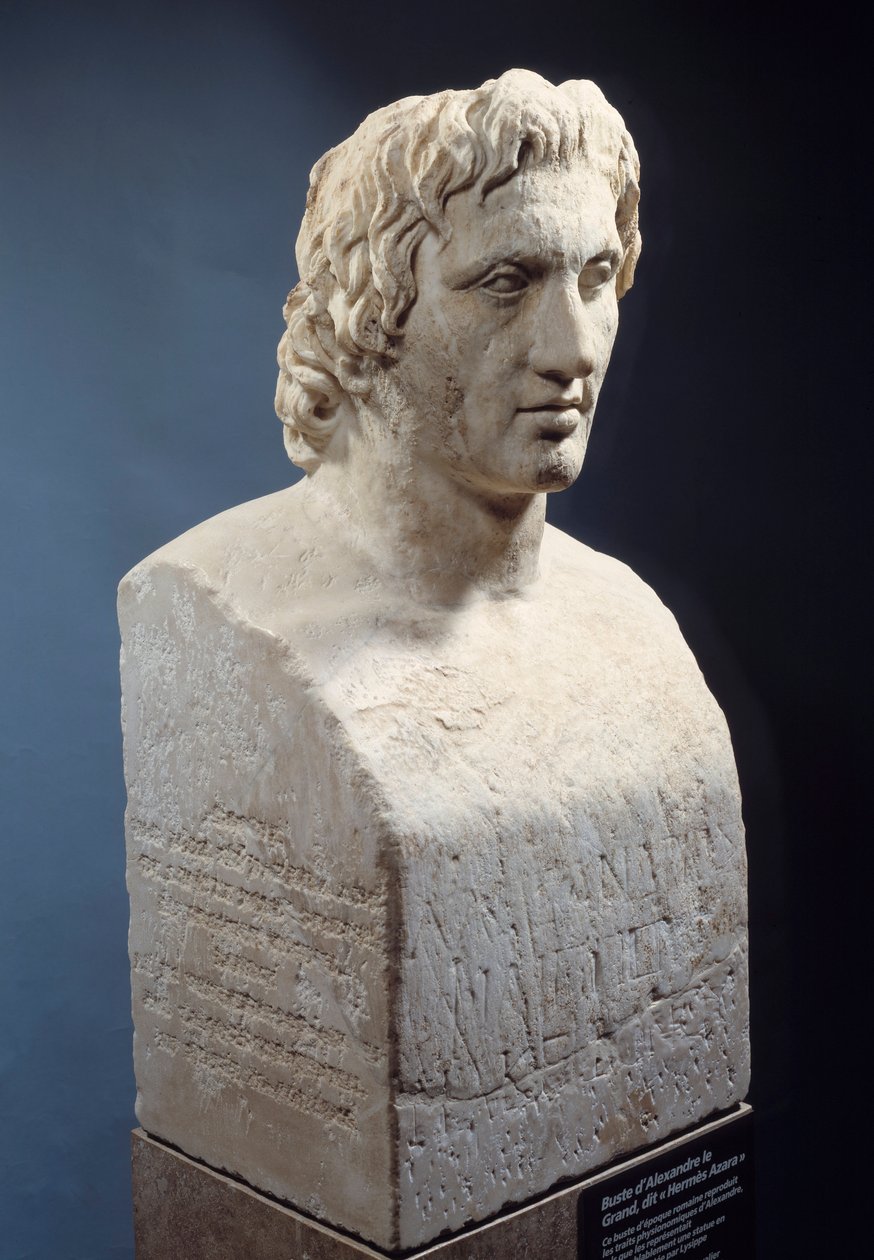 Bust of Alexander the Great, known as “Hermes Azara”, Roman work after a bronze statue of Lysippe. About 330 BC. Paris, Louvre Museum 作者 小说