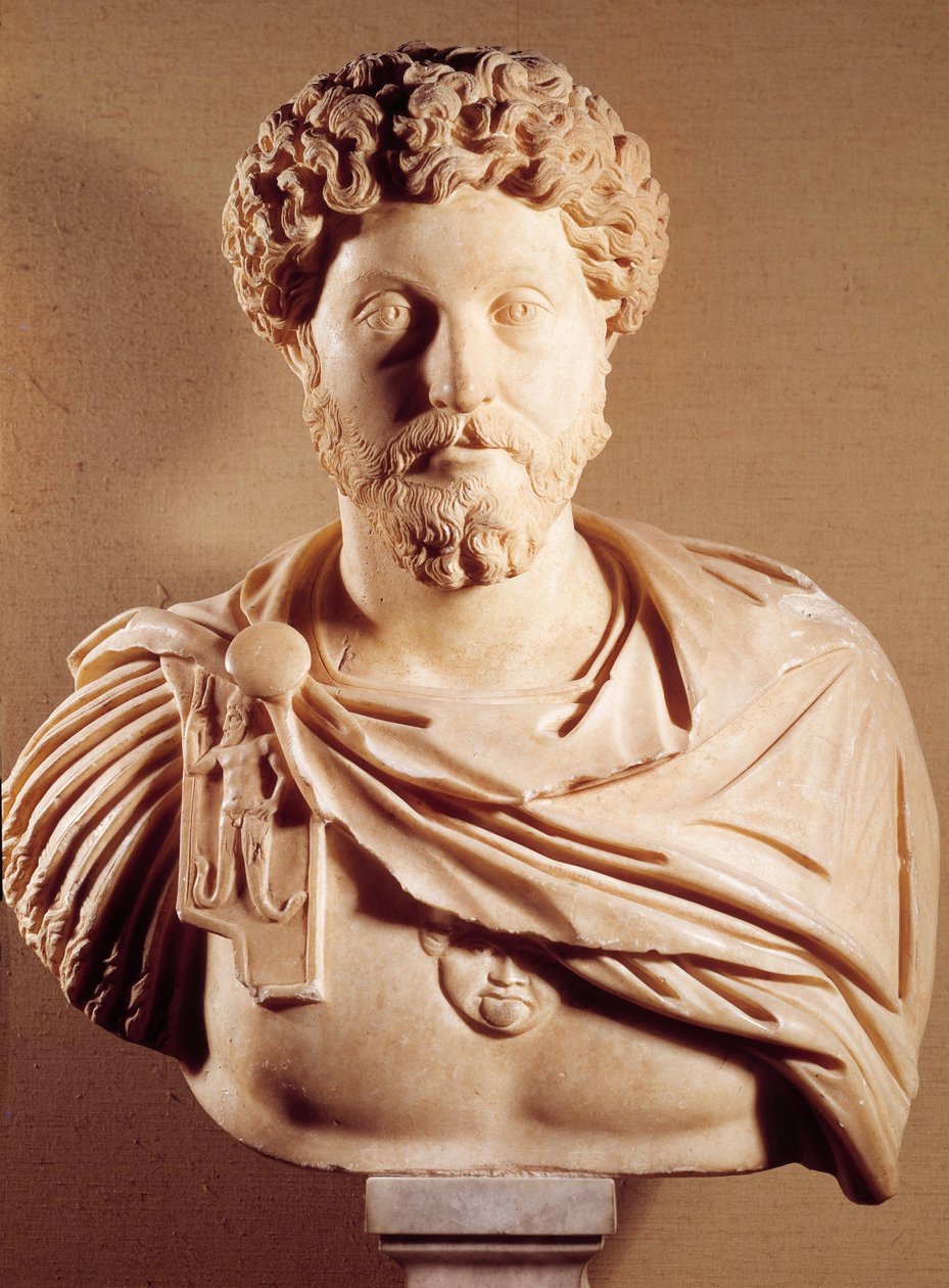 Marc Aurele（公元 121-180 年）半身像，罗马皇帝，巴黎，卢浮宫 作者 小说