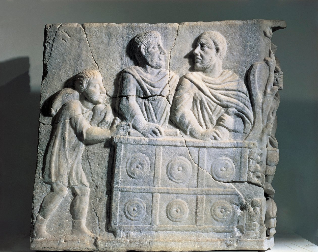 Fragment of sarcophagus depicting moneychanger, from Rome, Viale del Re 作者 小说