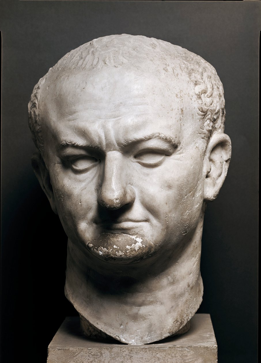 罗马皇帝维斯帕西亚诺 (Vespasianus 或 Vespasiano, 9-79 ap. JC) 的头像 - 大理石雕塑，高 40 厘米 - 罗马，Museo Nazionale Romano - 皇帝瓦斯帕西安 (Titus Flavius Vespasianus) 的头像 (9-79) - 大理石雕塑 ( H. 40 cm) - 罗马，国家博物馆 作者 小说