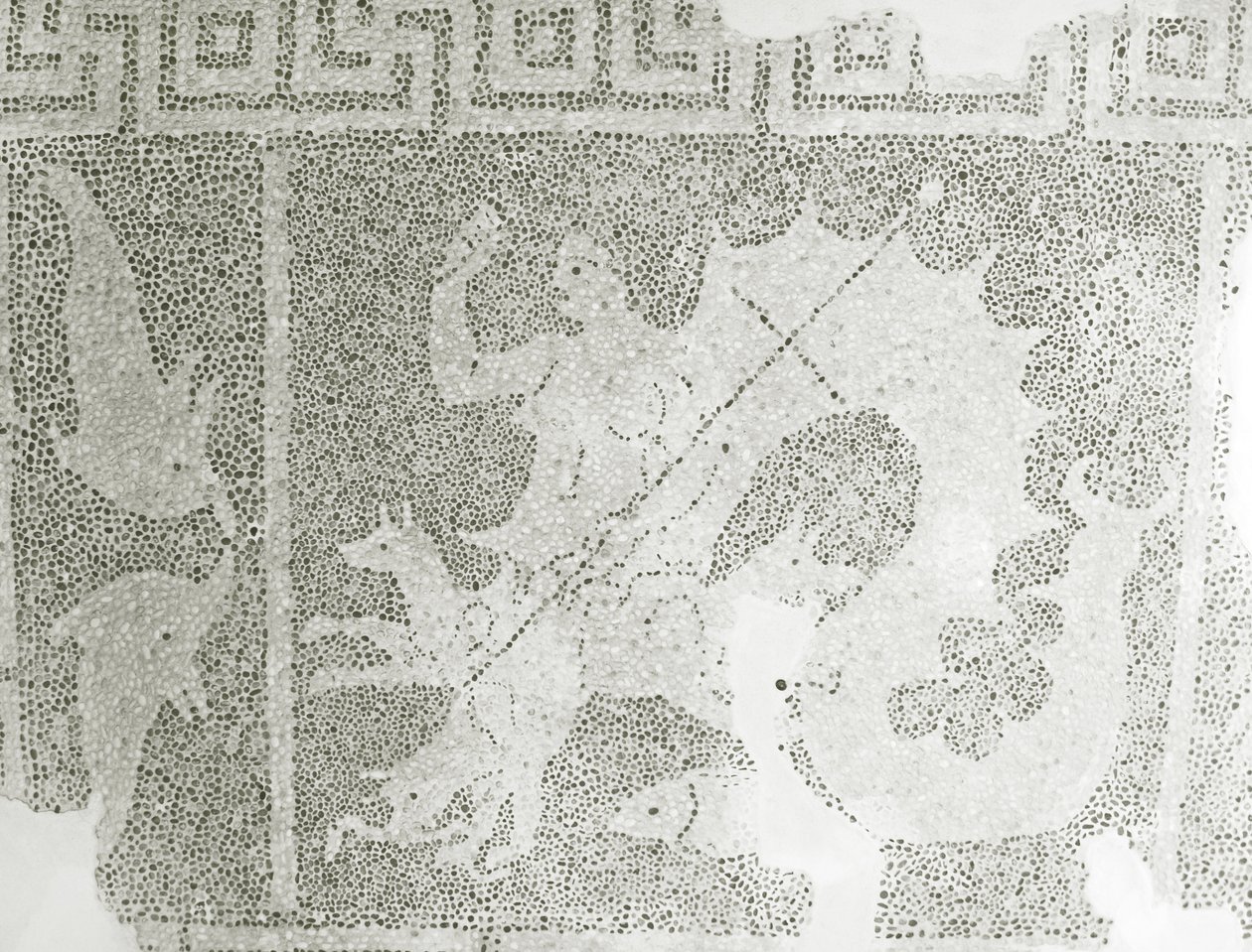 Scylla和Charybdis的希腊化的小卵石马赛克守卫海峡，Scylla细节。 House of Dionysos，帕福斯，塞浦路斯马赛克 作者 小说