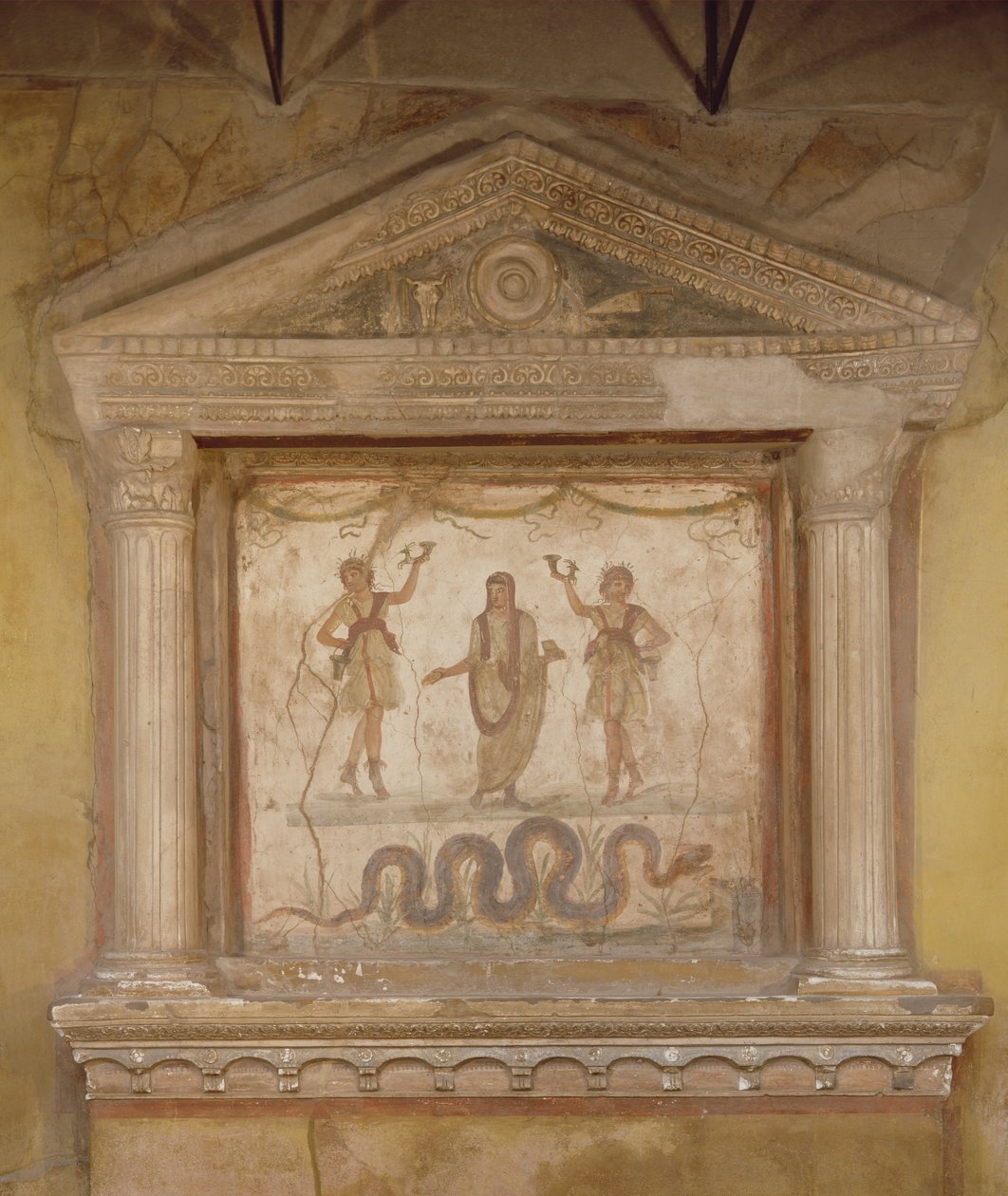 家庭神社，来自Casa dei Vetti（Vettii之家）（石头上的壁画） 作者 小说