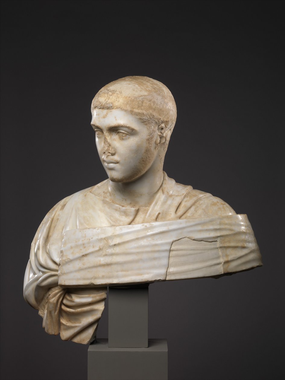 西弗勒斯·亚历山大（Severus Alexander）的大理石肖像半身像，公元230-235年（大理石） 作者 小说