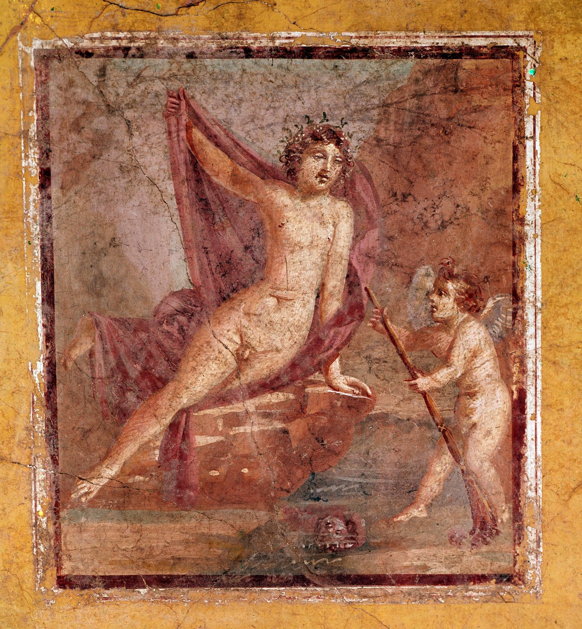 Narcissus and Eros 公元 1 世纪意大利庞贝遗址遗址的第三庞贝风格罗马壁画（罗马艺术：Narcissus and Eros，意大利庞贝壁画 作者 小说