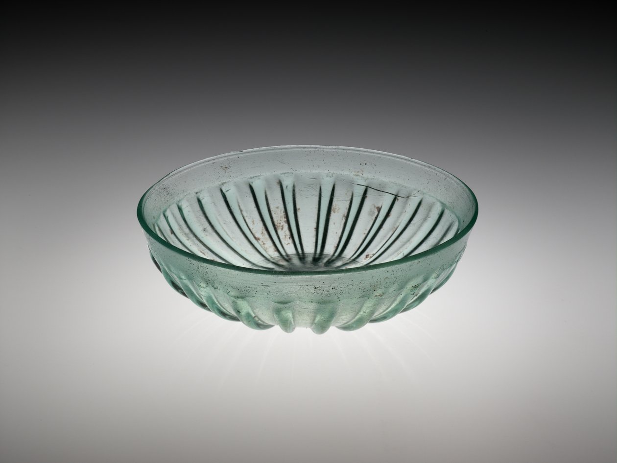 带肋骨的玻璃碗，公元100-200年（吹塑和切割玻璃模具） 作者 小说