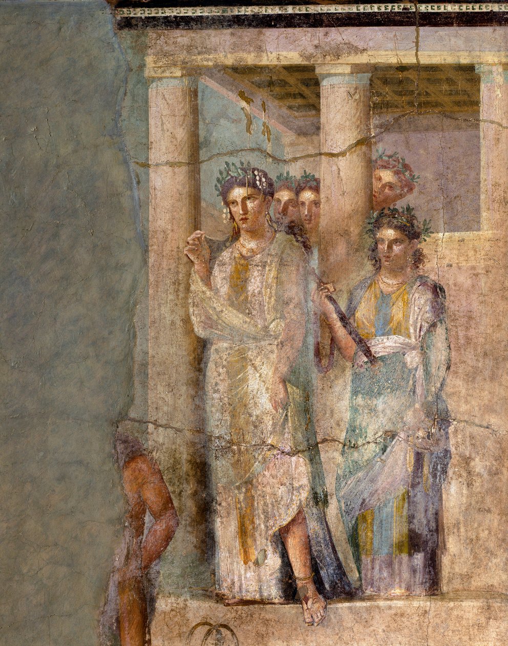 罗马艺术：“Iphigenie en Tauride”壁画出自 Lucretius Frontone 的大师之手。 1世纪。 来自庞贝。 尺寸 118x81 厘米 那不勒斯，国家考古博物馆 - 罗马艺术：陶里斯的伊菲革涅亚。 壁画归功于大师 Lucretius Frontone 作者 小说