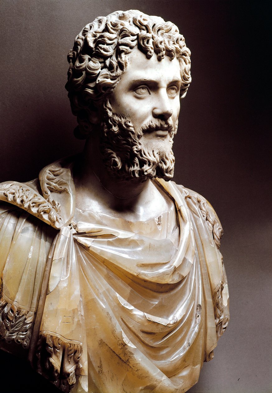 罗马艺术：““罗马皇帝 Septime Severus（公元 193 - 211 年的皇帝）的大理石半身像”” - 罗马，musei capitolini - 皇帝 Septimius Severus (Lucius Septimius Severus Pertinax) 的半身像 作者 小说