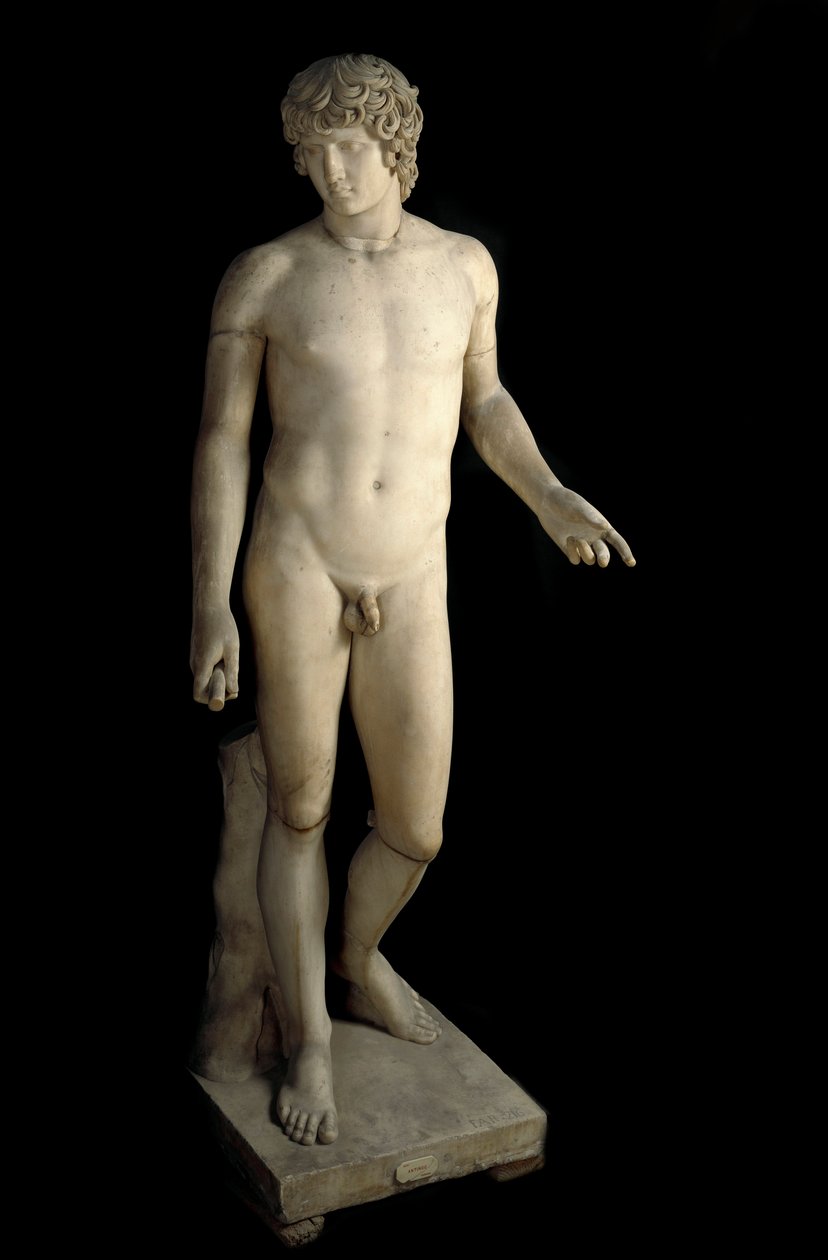 罗马艺术：表现安提努斯（Antinoos或Antinoo）（约公元前110-130年）Farnese，罗马皇帝哈德良的年轻情人。大理石雕塑。公元130-138年 Dim.203厘米 那不勒斯考古博物馆。 作者 小说