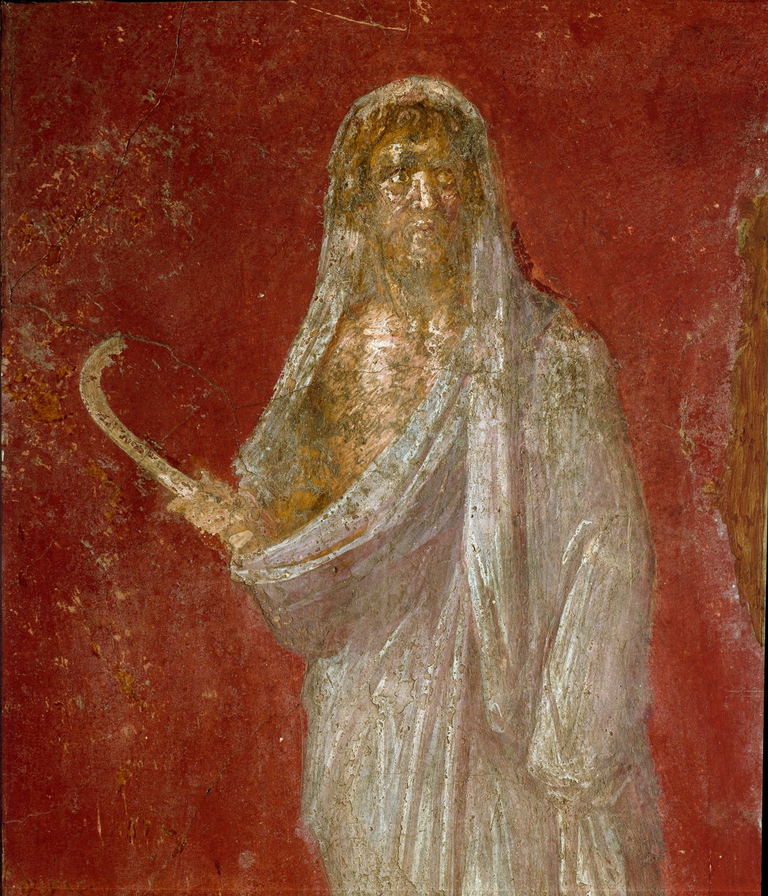 罗马艺术：克罗诺斯（土星）的代表。 细节。 来自庞贝城的 Casa dei Dioscuri 的壁画。 Dim.68x41 cm 国家考古博物馆，那不勒斯 作者 小说