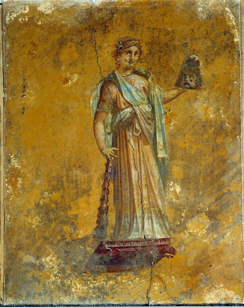 罗马艺术：Melpomene 的代表，悲剧的缪斯。 公元 62-79 年庞贝壁画。 巴黎，卢浮宫博物馆 作者 小说
