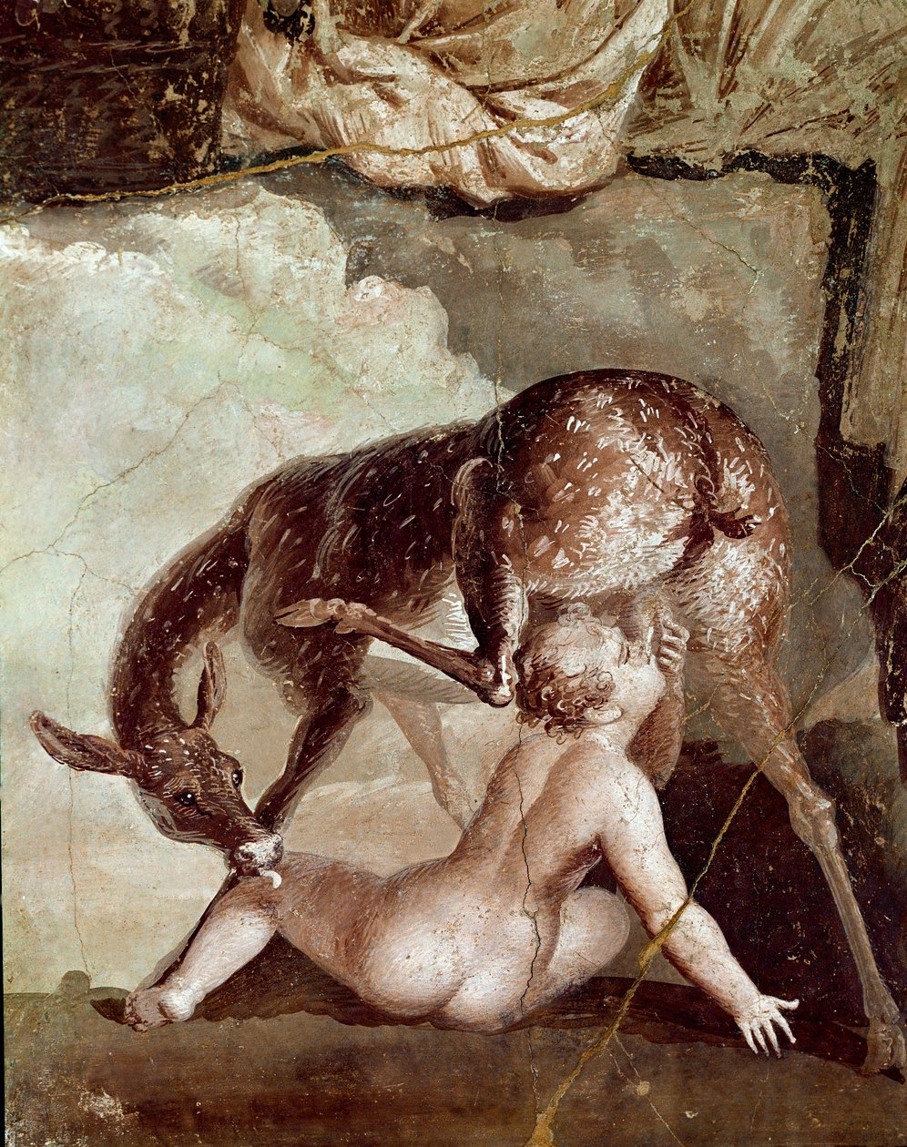 Telephus 被母鹿哺乳（壁画 作者 小说