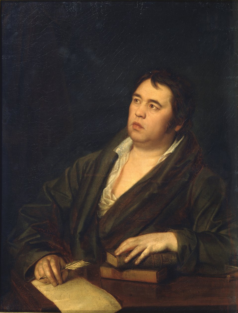 诗人伊凡·克雷洛夫（Ivan A.Krylov）的肖像，1769-1844年，1812年 作者 罗曼·马克西莫维奇·沃尔科夫