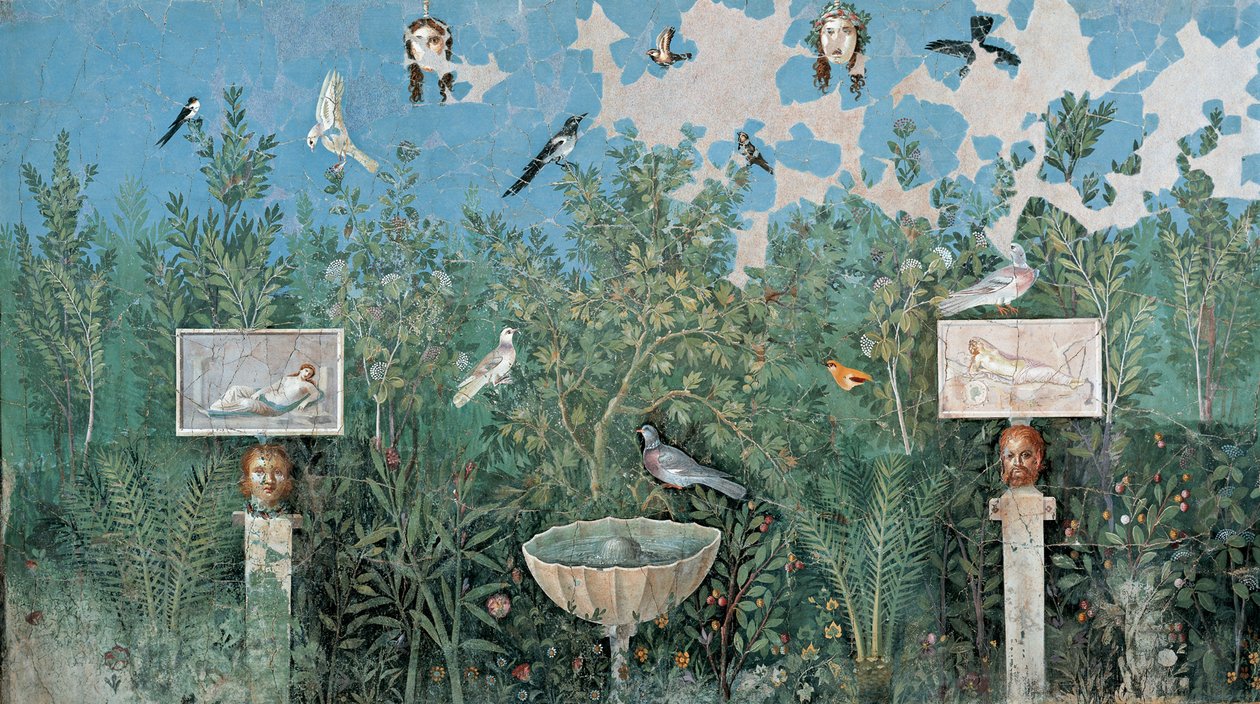 花园。金手镯之家的壁画 Casa del Bracciale d