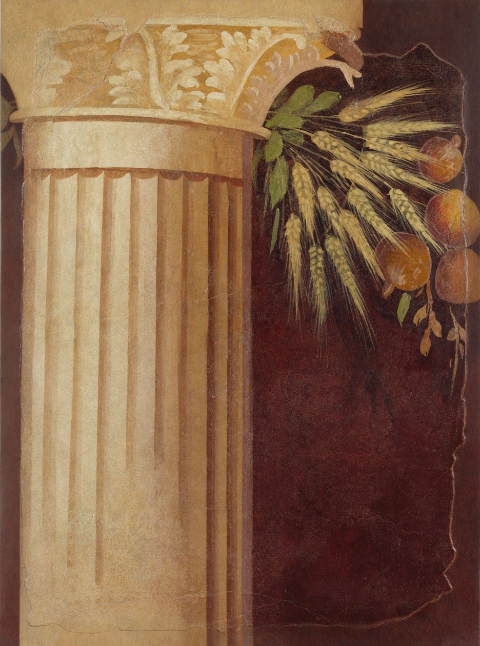 从Boscoreale的别墅的peristyle壁画片段，c.50-40 BC 作者 罗马共和时期
