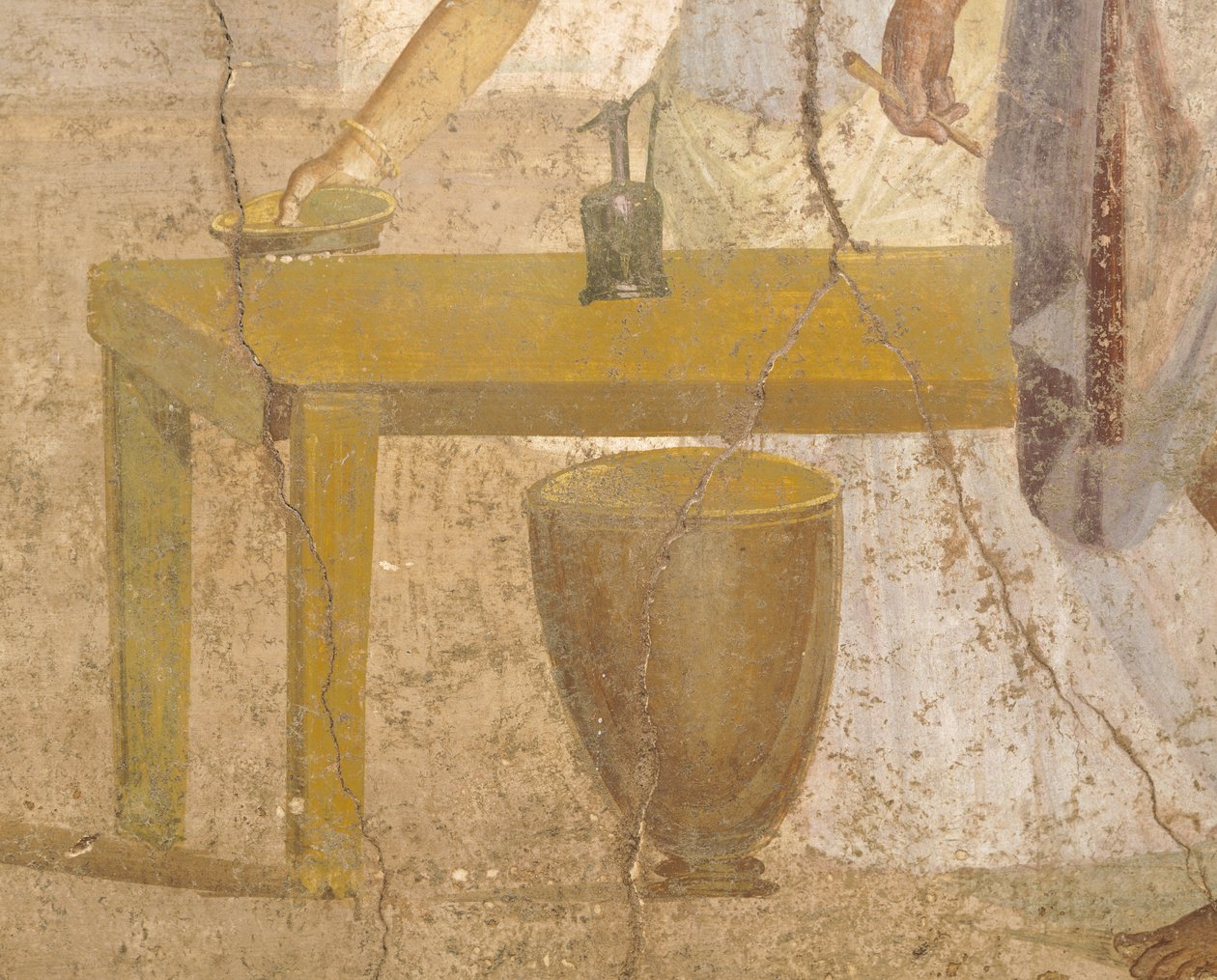 Detail of fresco depicting sacrificial meal, House of Gilded Cupids, Pompeii , Campania, Roman Civilization   1470505   zh       chinese Successfully Translated  Original: Louis XIV visiting the Gobelins Factory Translat: Louis XIV visiting the Gobelins Fa 作者 罗马罗马
