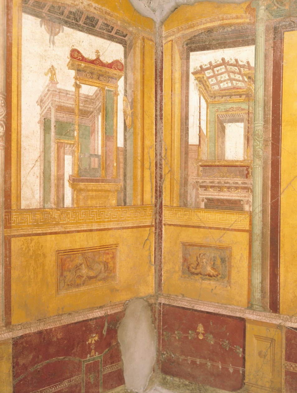 人造建筑、维蒂伊之家、庞贝、坎帕尼亚、罗马文明壁画墙的细节 作者 罗马罗马