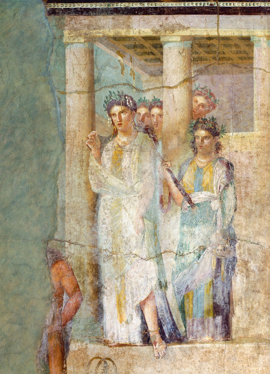 描绘陶里斯 (Tauris) 伊菲革涅亚 (Iphigenia) 的壁画，出自罗马文明坎帕尼亚庞贝城皮纳里奥·塞里亚莱 (Pinario Ceriale) 之家 作者 罗马罗马