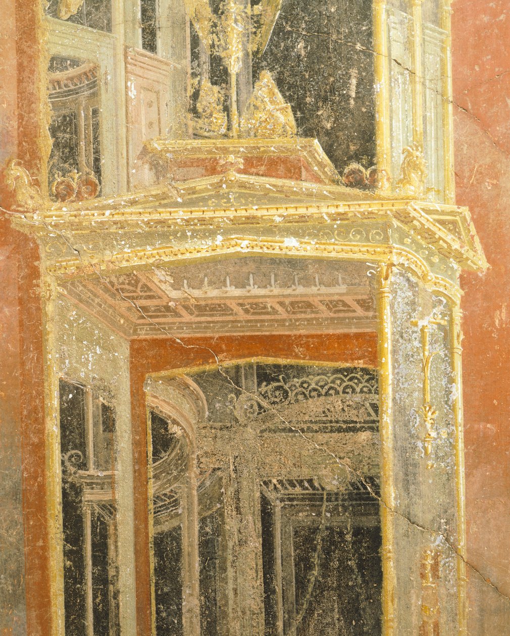 描绘建筑装饰的壁画，Loreio Tiburtino 之家，庞贝城，坎帕尼亚，罗马文明 作者 罗马罗马