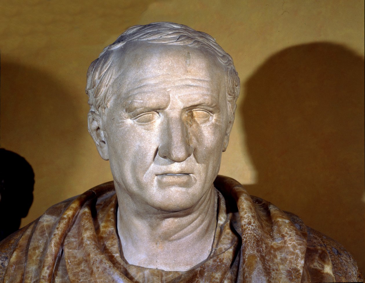 西塞罗 (Marcus Tullius Cicero) 罗马政治家、演说家和作家的大理石半身像） 作者 罗马罗马