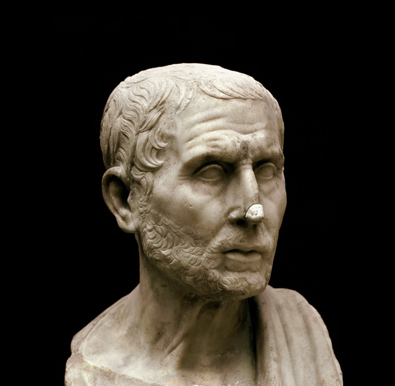 阿帕米的希腊哲学家和历史学家波塞多尼奥斯 (Posidonius) 的大理石半身像被称为运动员（公元前 135-51 年）那不勒斯，国家考古博物馆，n。 6142 作者 罗马罗马