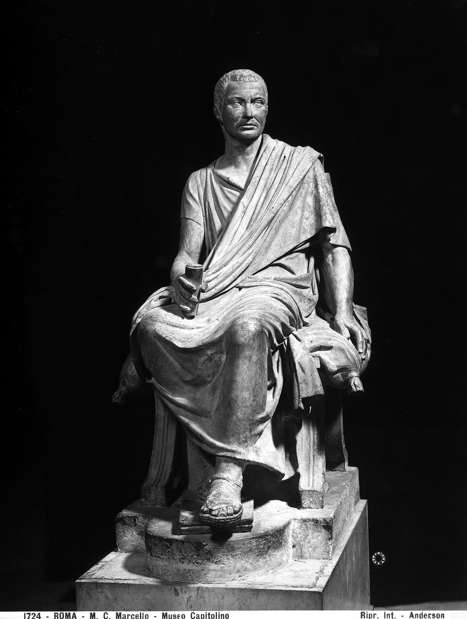 马库斯-克劳迪乌斯-马塞勒斯（约268-208BC）的雕像（大理石）。 作者 罗马罗马