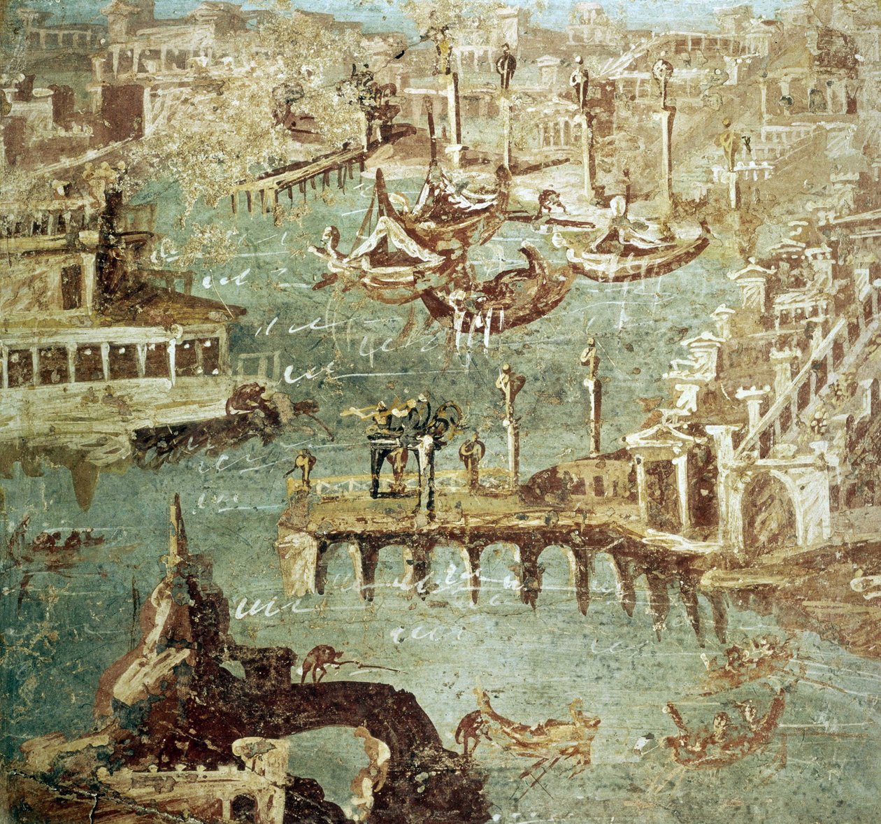 意大利坎帕纳市（Pozzuoli）港口的景色，斯塔比亚的壁画。 作者 罗马罗马