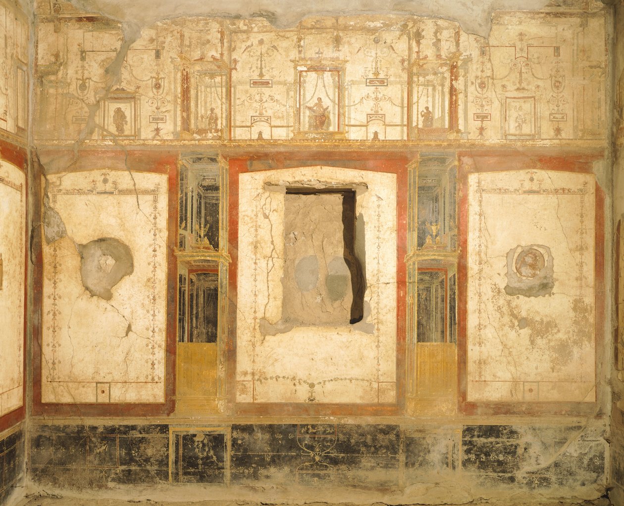 第四庞贝风格的墙壁装饰，来自 Loreio Tiburtino 之家，庞贝，坎帕尼亚，罗马文明 作者 罗马罗马