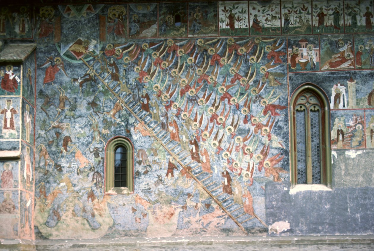 天堂的阶梯，画在教堂的北面，c.1601 作者 罗马尼亚学校
