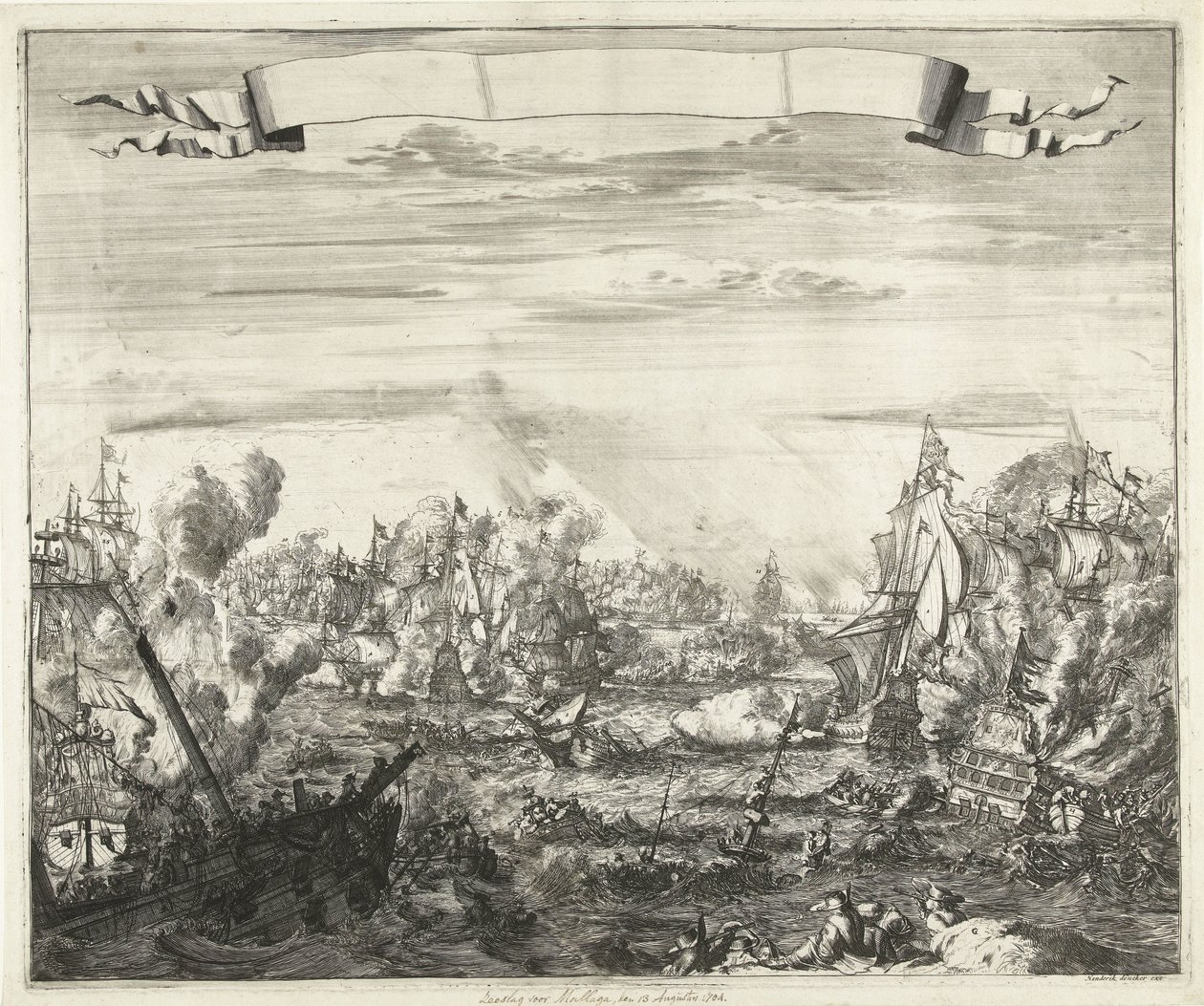 马拉加附近海战，1704 年 作者 Romeyn de Hooghe（归属于）