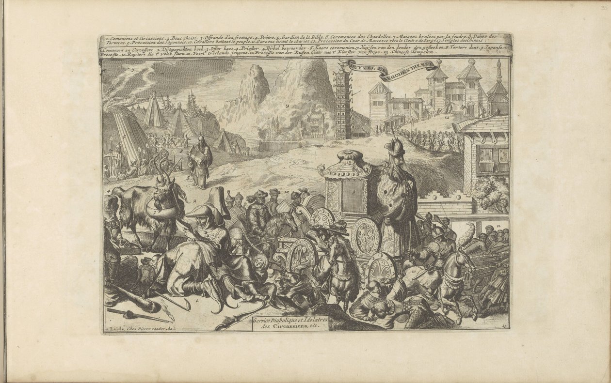 印度的祭神活动和仪式
Duyvel en afgoden dienst / Service Diabolique et Idolatres des Circassiens, etc (title on object) 《印度的东方和西方及其他地区》（丛书名
Les Indes Orientales et Occidentales et autres lieux（系列标题） 作者 罗曼·德·豪格