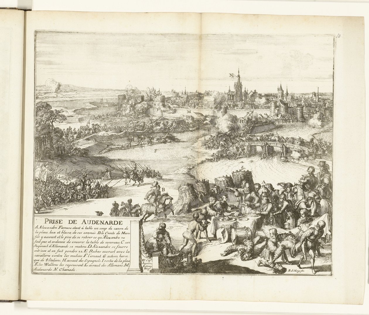 攻占奥德纳德，1582 年
Prise de Audenarde（物品上的标题）
佛兰德斯战争（系列标题） 作者 罗曼·德·豪格