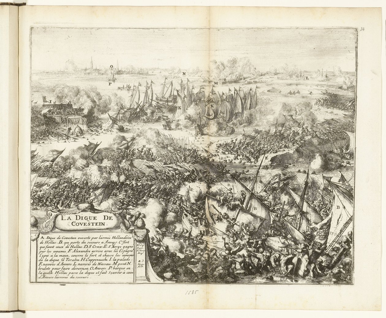 考温斯坦堤坝战役，1585 年
La digue de Covestein（物品上的标题）
佛兰德斯战争（系列标题） 作者 罗曼·德·豪格