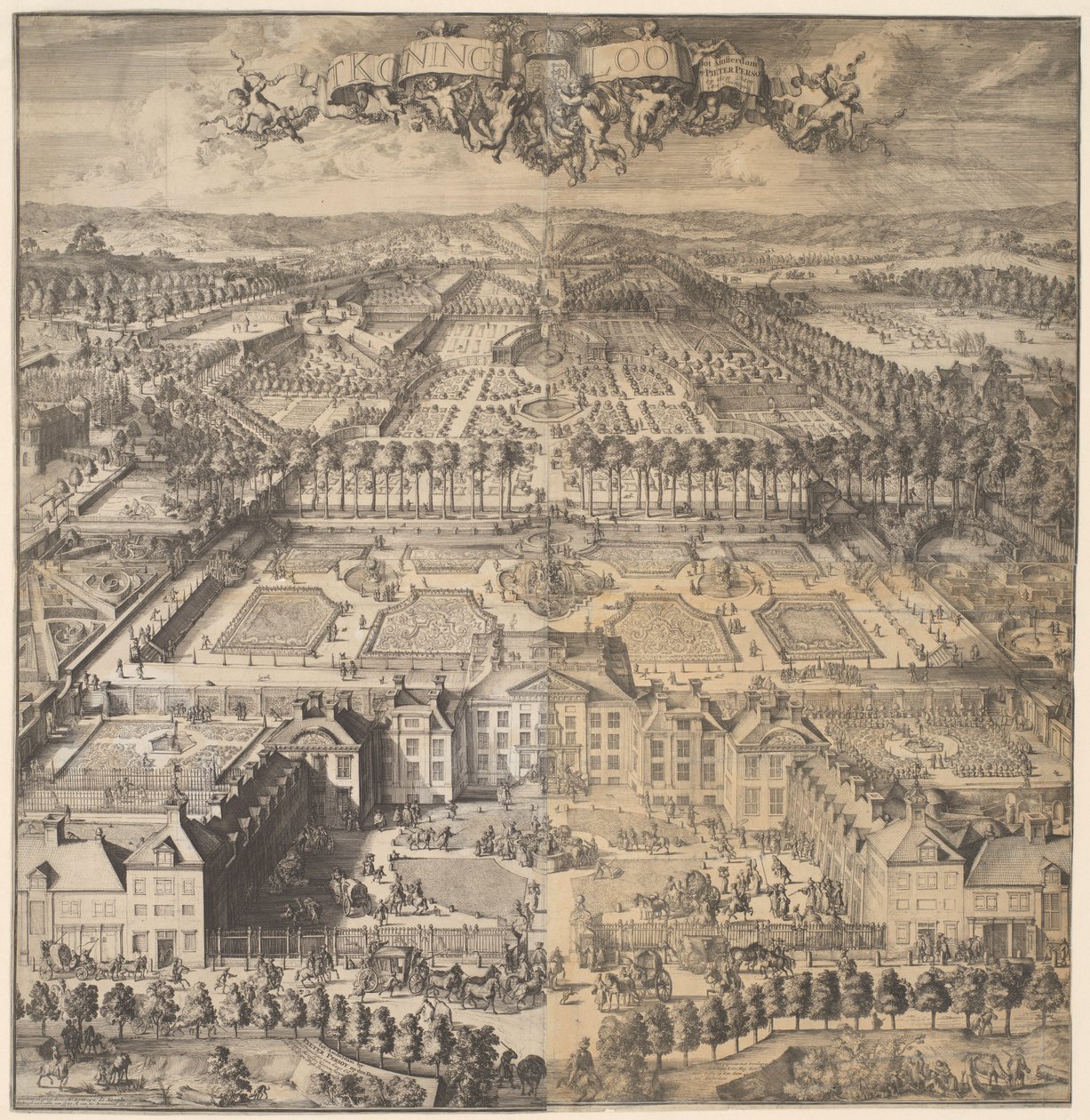 T Konings Loo（物品上的标题）
Het Loo 宫殿、建筑和公园景观（系列标题） 作者 罗曼·德·豪格