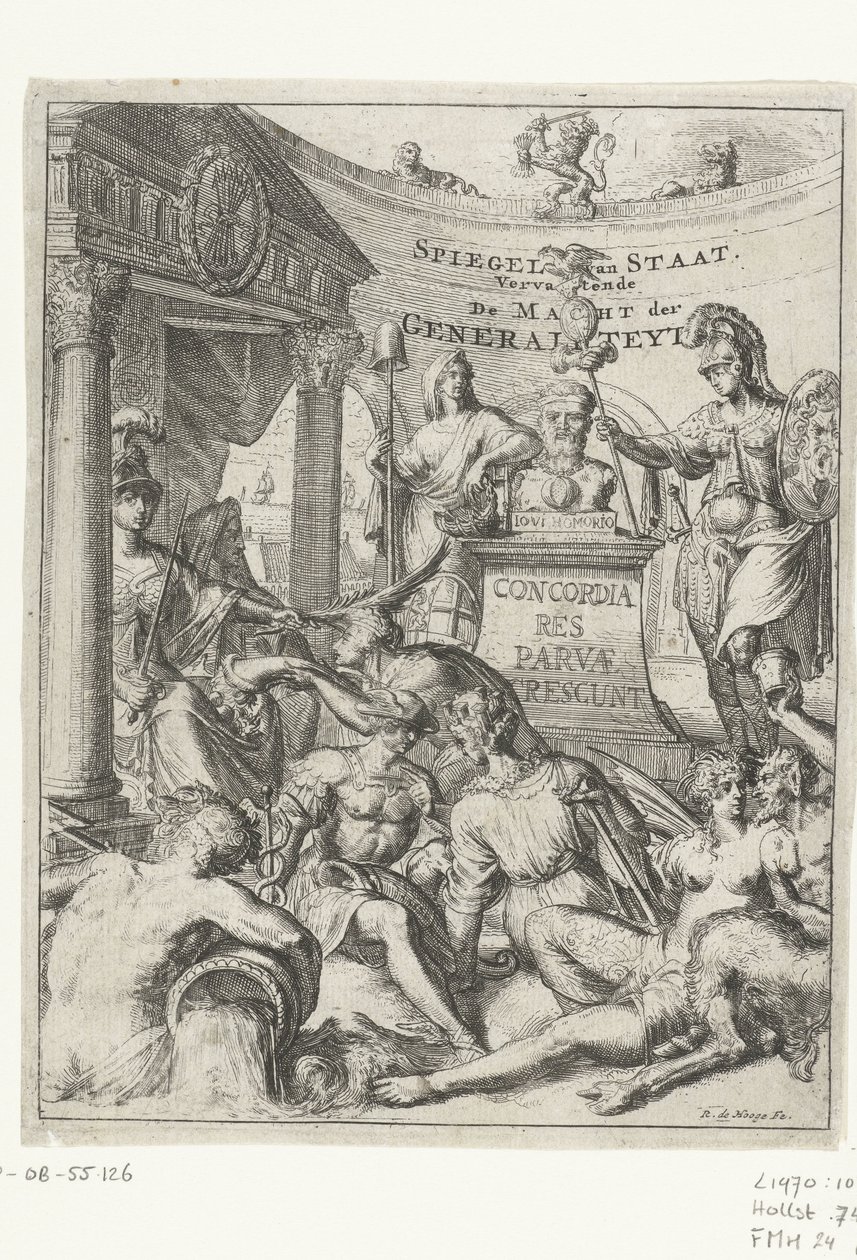 Romeyn de Hooghe 的《Spiegel van Staat》第二卷标题印刷品
Spiegel van Staat.包含《将军的权力》（标题在实物上） 作者 罗曼·德·豪格