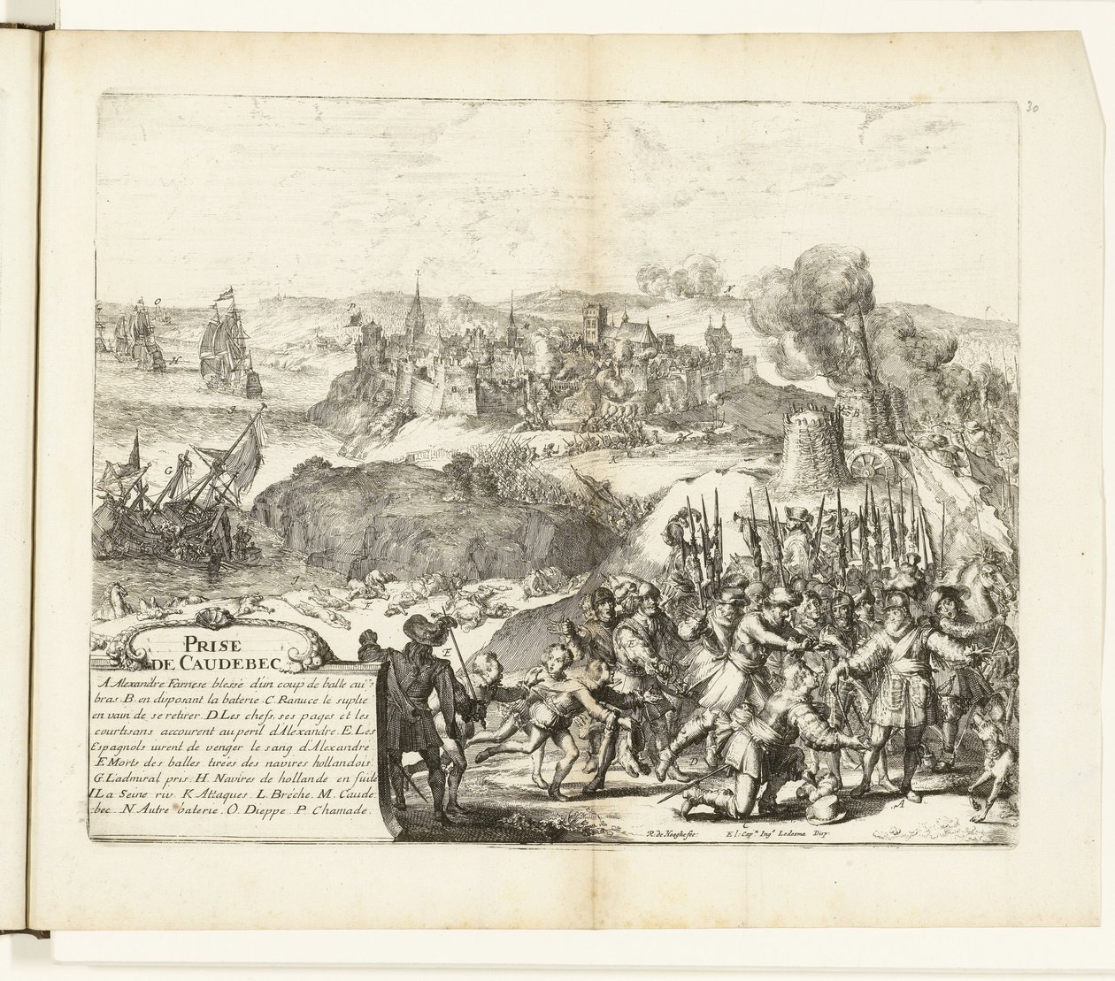 Verovering van Caudebec，1592 年
Prise de Caudebec（物品上的标题）
佛兰德斯战争（系列标题） 作者 罗曼·德·豪格