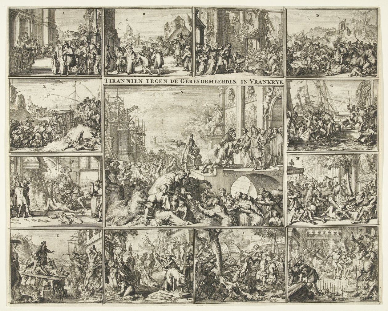 1685-1686 年南特敕令废除后法国对新教徒的迫害
法国对改革宗的暴行（标题见实物） 作者 罗曼·德·豪格