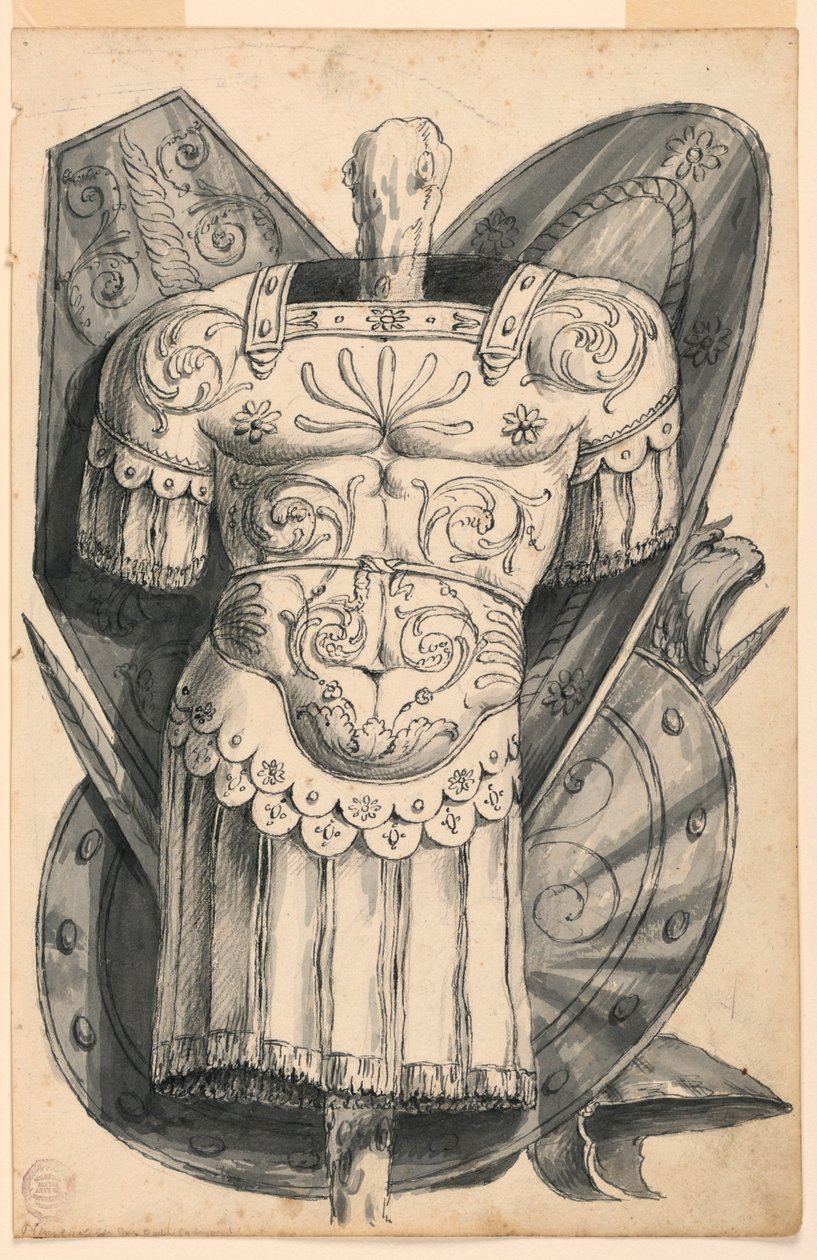 绘画，带武器的奖杯，1830-1850 年 作者 罗莫洛·阿奇里·利夫拉尼