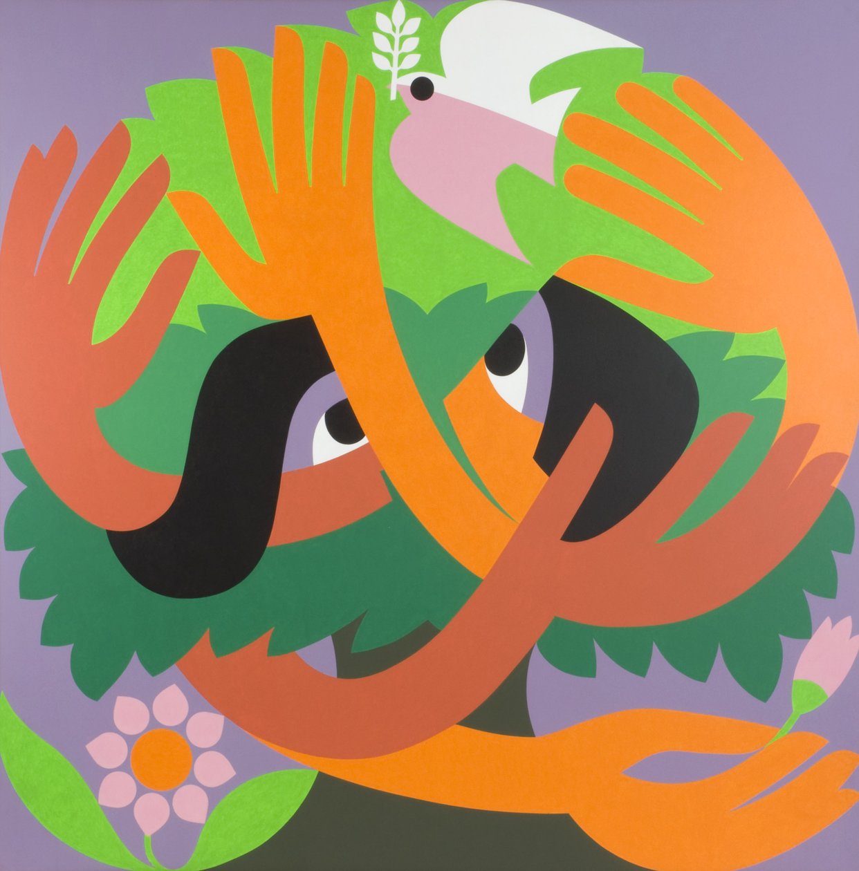 Bird Watchers，1973（丙烯酸船上） 作者 罗恩·瓦当斯