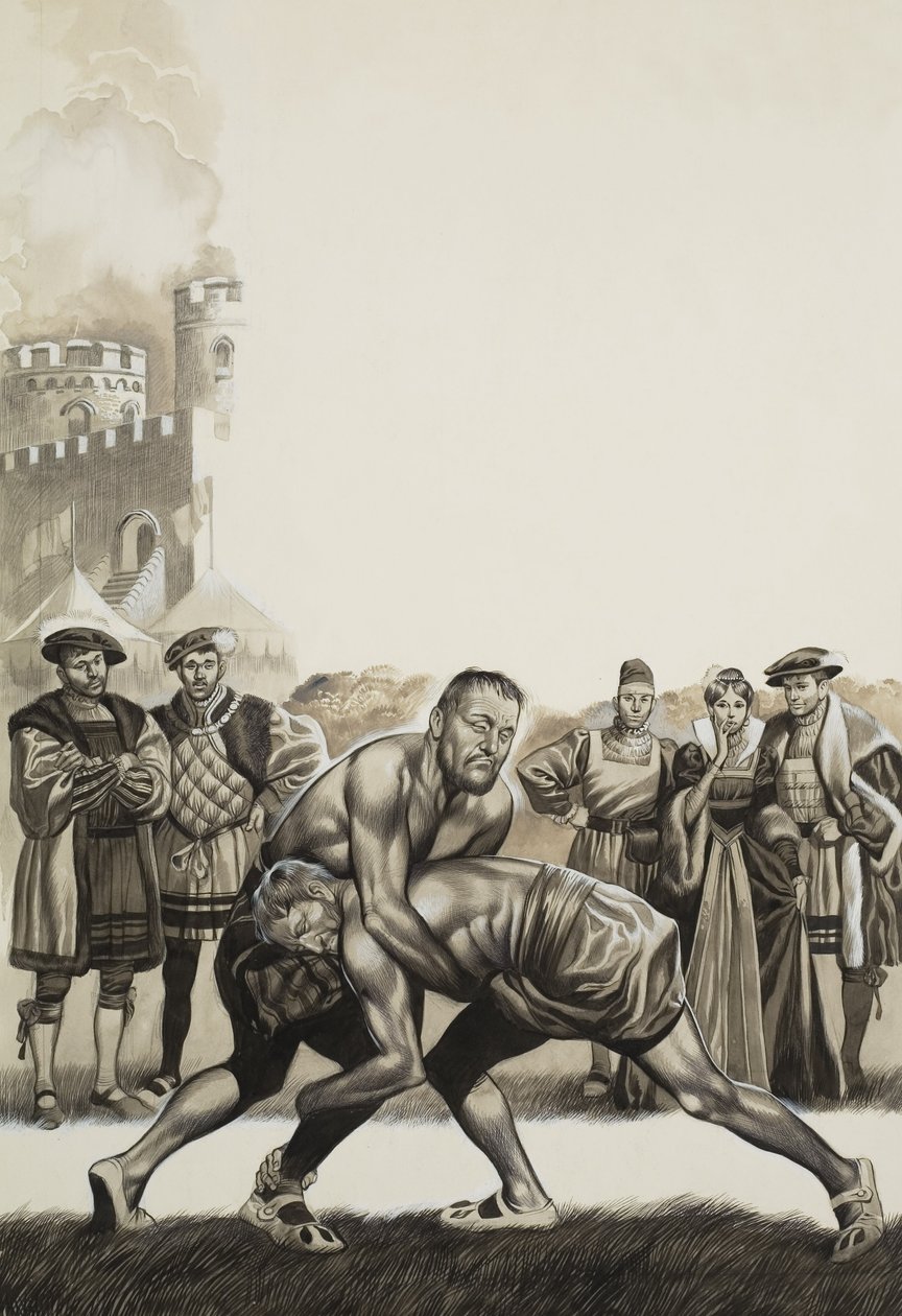 法国弗朗西斯一世（1494-1547 年）对英格兰亨利八世（1491-1547 年）（水粉画，纸本） 作者 罗恩·恩布尔顿