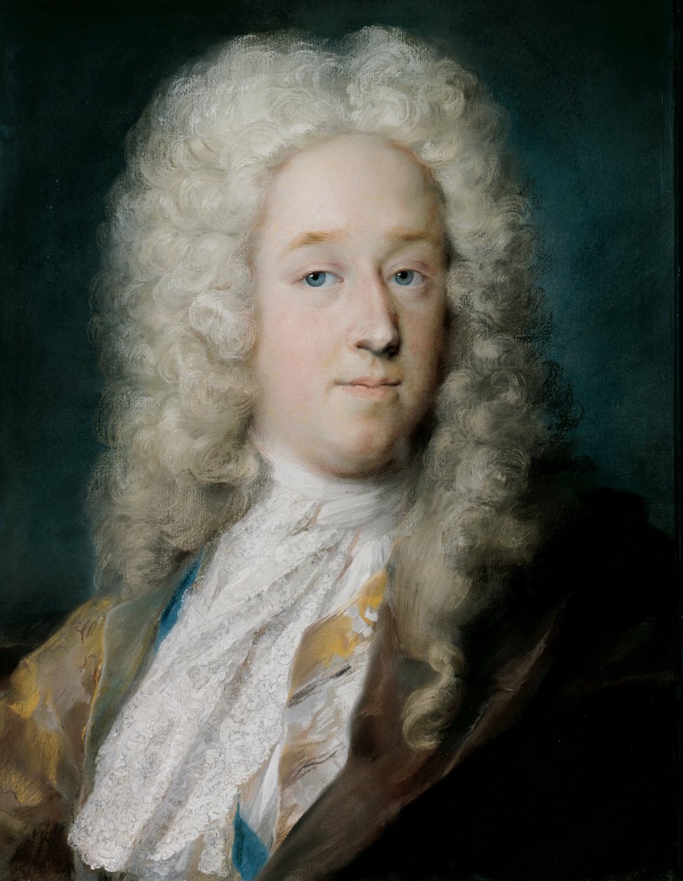金色图案外套和紫罗兰色棕色披风的绅士（约1727年） 作者 Rosalba Giovanna Carriera